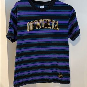 OFWGKTA Striped Short Sleeve Tee - Black and Purple